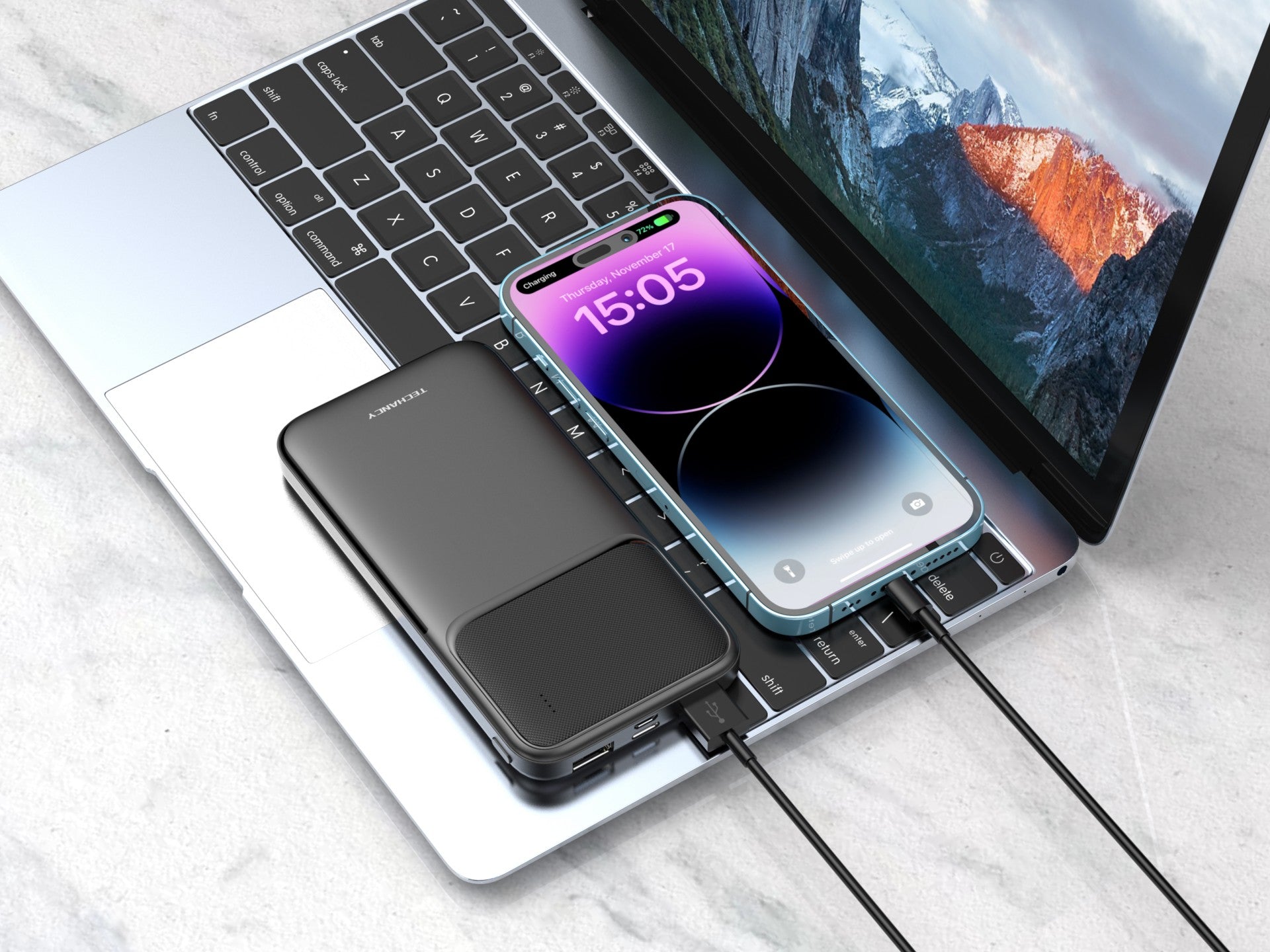 Techancy Power Bank 10000mah Preto TF2781, Carregamento Rápido De 10w Para Smartphones, Tablets E Muito Mais!-3