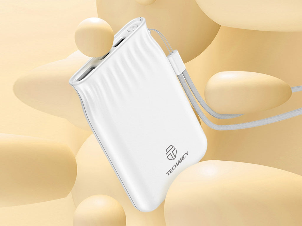 Techancy 6500mah Power Bank Branco TF2772，Carregamento De Telemóvel/Tablet Compatível Com 2A, Fonte De Alimentação Portátil-3