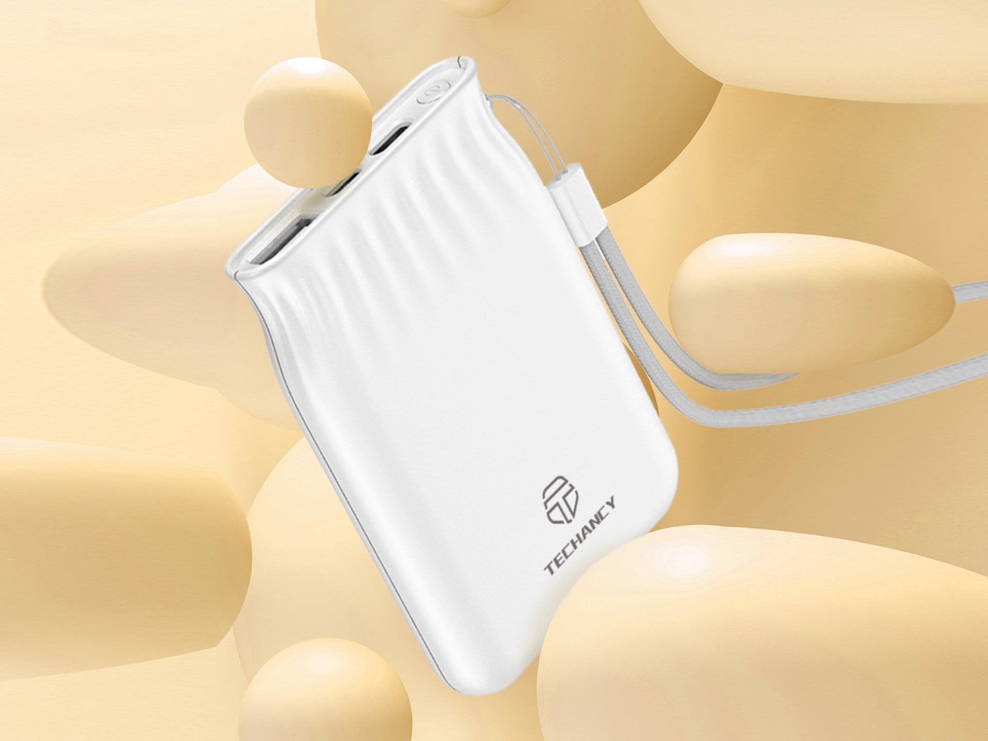 Techancy 6500mah Power Bank Branco TF2772，Carregamento De Telemóvel/Tablet Compatível Com 2A, Fonte De Alimentação Portátil-3
