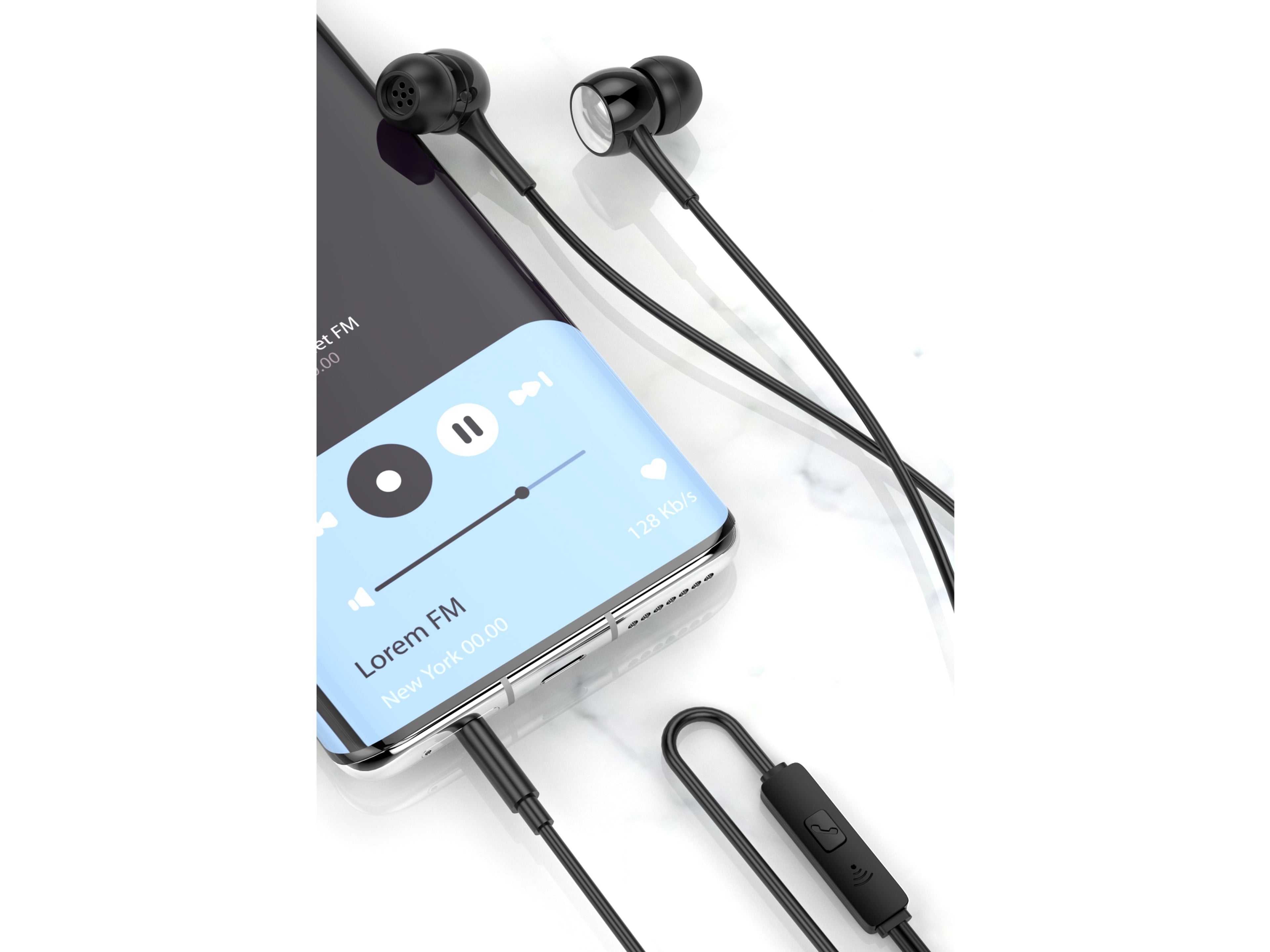 Techancy Auscultadores Intra-Auriculares Com Fios Pretos 1,2 M TD8057, Tomada De 3,5 Mm Compatível Com Telemóveis/Pc/Mp3, Etc.-3
