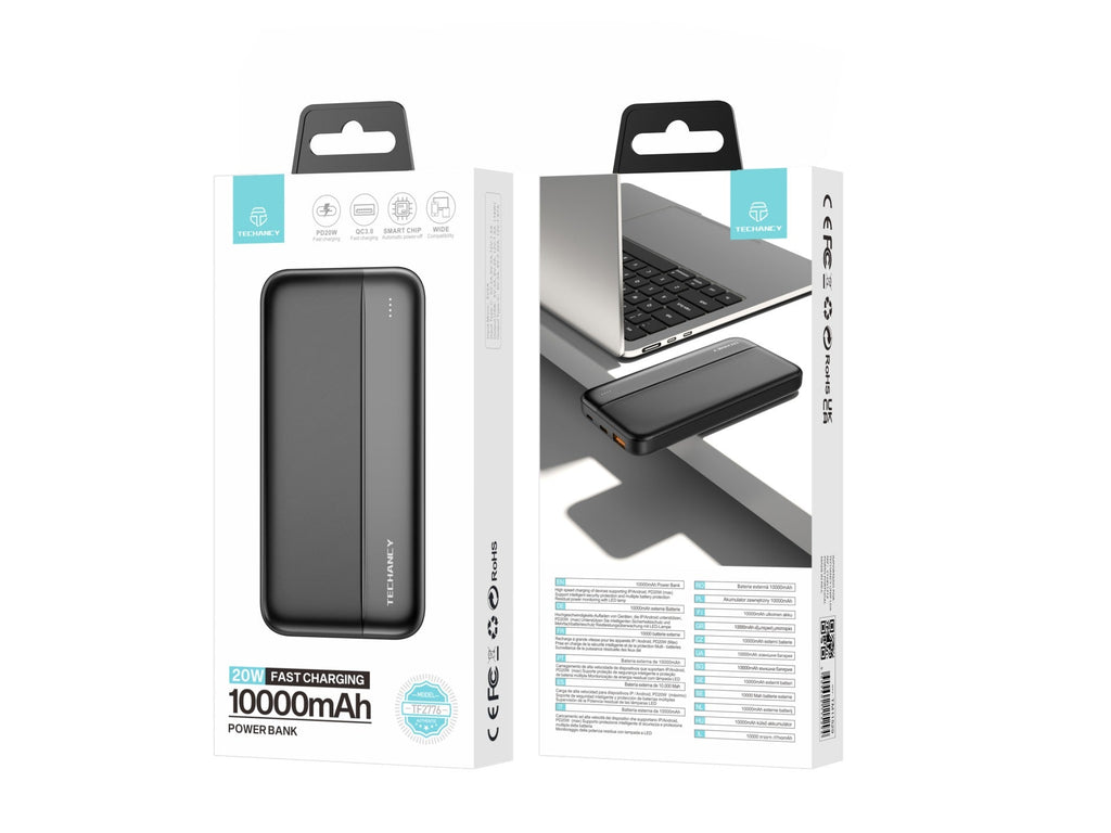 Techancy Power Bank 10000mah Preto TF2776, Carregamento Rápido Pd20w Para Smartphones, Tablets E Muito Mais!-1