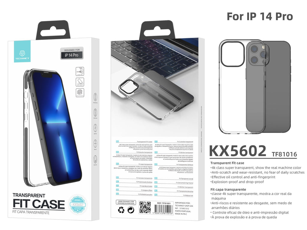 Capa transparente para telemóvel Techancy New Acrylic, KX5602, compatível com iPhone 14 Pro, transparente + Preto-2