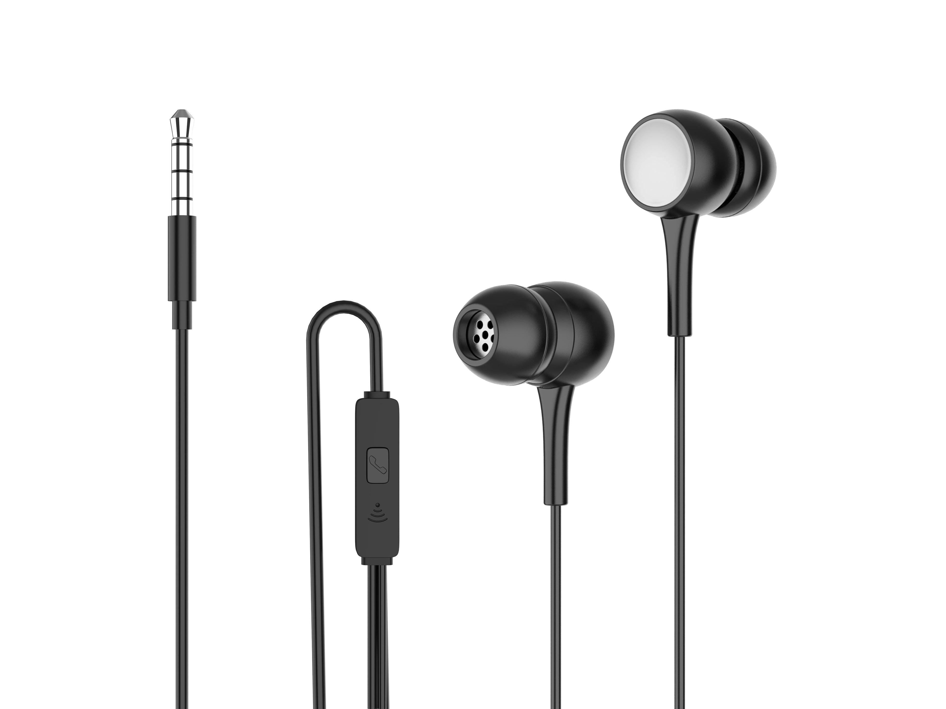 Techancy Auscultadores Intra-Auriculares Com Fios Pretos 1,2 M TD8057, Tomada De 3,5 Mm Compatível Com Telemóveis/Pc/Mp3, Etc.-0
